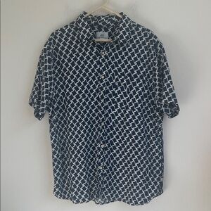 Surfside Supply Navy and White 100% Linen Shirt